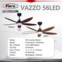 FIERO 56" 5 BLADES LED DC MOTOR CEILING FAN - MAHOGANY (VAZZO-56L-MG)