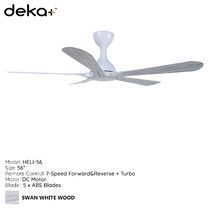 DEKA 56" 5 BLADES DC MOTOR CEILING FAN - SWAN WHITE WOOD (HELI56-SW)