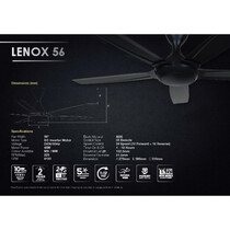 DEKA 56" 5 BLADES DC MOTOR CEILING FAN - MATT BLACK (LENOX56-MB)