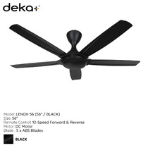 DEKA 56" 5 BLADES DC MOTOR CEILING FAN - MATT BLACK (LENOX56-MB)