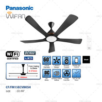 PANASONIC 60" 5 BLADES DC MOTOR CEILING FAN WITH R/CONTROL -LED LIGHT (F-M15GCVBKSH)