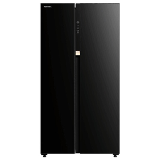 TOSHIBA SIDE BY SIDE 623L INVERTER FRIDGE - BLACK GLASS (GR-RS780WI-PGY(22))