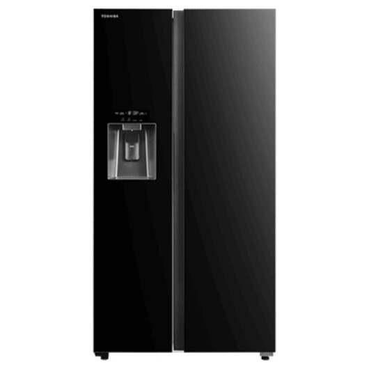 TOSHIBA SIDE BY SIDE 640L INVERTER FRIDGE-BLACK GLASS (GR-RS755WIA-PGY(22))